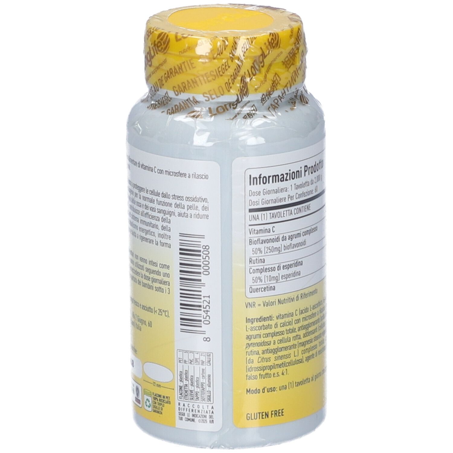 Packung mit Vitamin C, Rutin, Quercetin Tabletten.