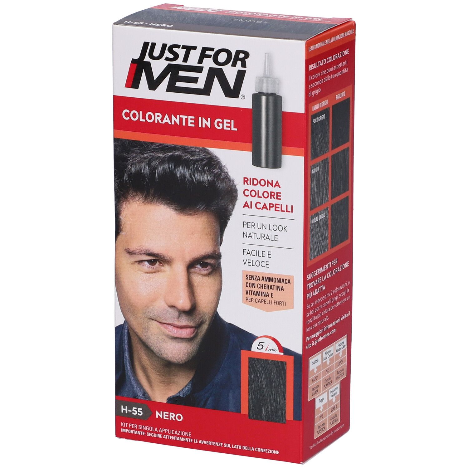 Just For Men - Shampoo Colorante H-55 Nero - Immagine 3
