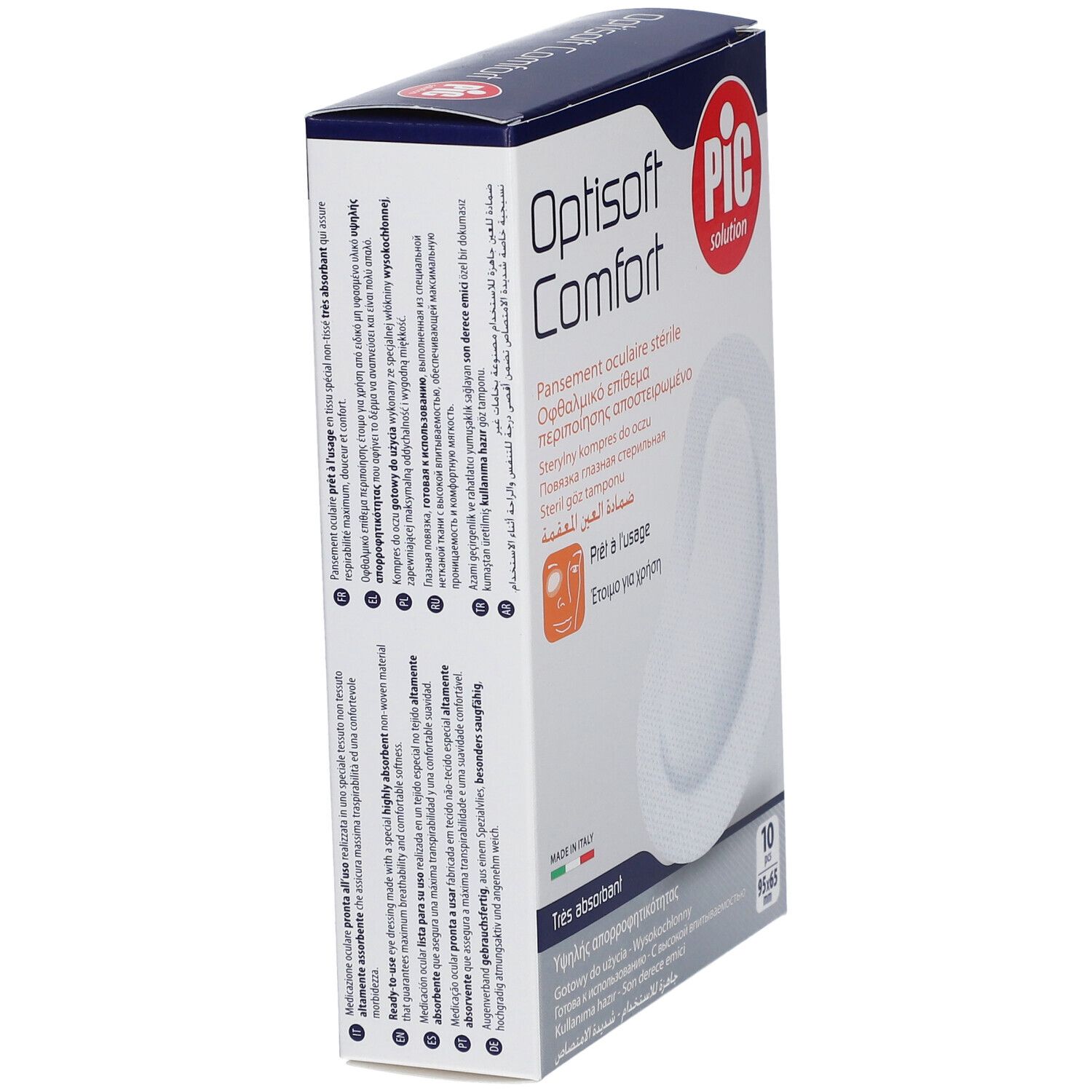 Optisoft Comfort sterile Augenkompressen, 10 Stück, 95x65 mm.