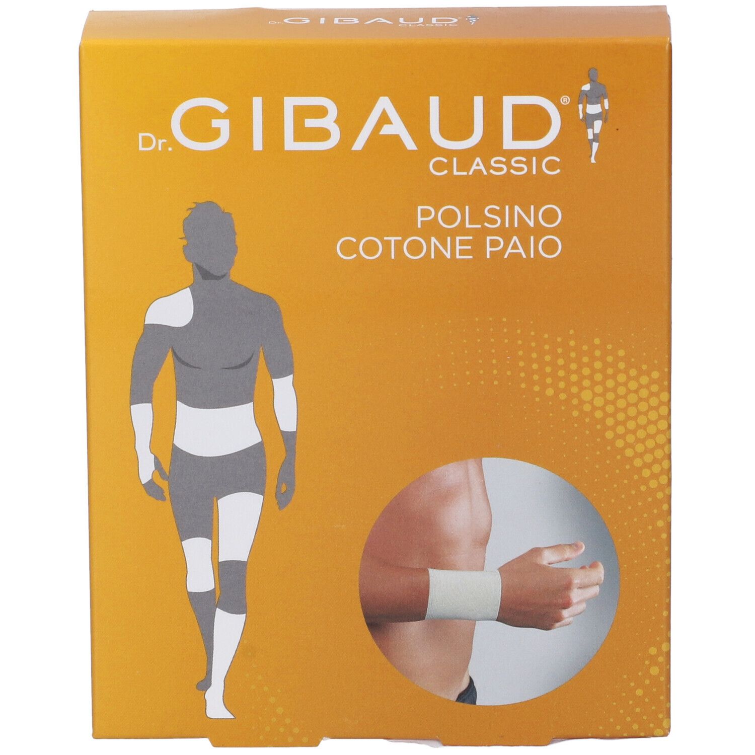Scatola Gibaud Classic Polsino Cotone Paio. Confezione arancione con immagine del prodotto e logo.