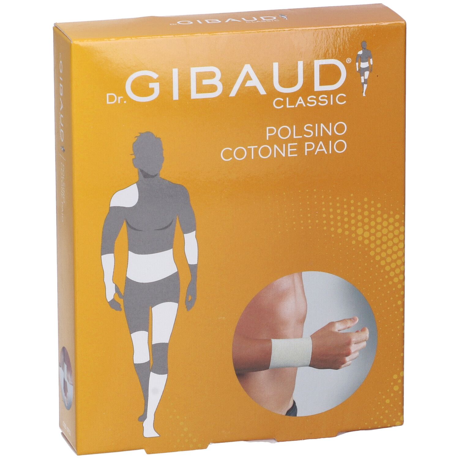 Scatola Gibaud Classic Polsino Cotone Paio. Confezione arancione con immagine del prodotto e logo.