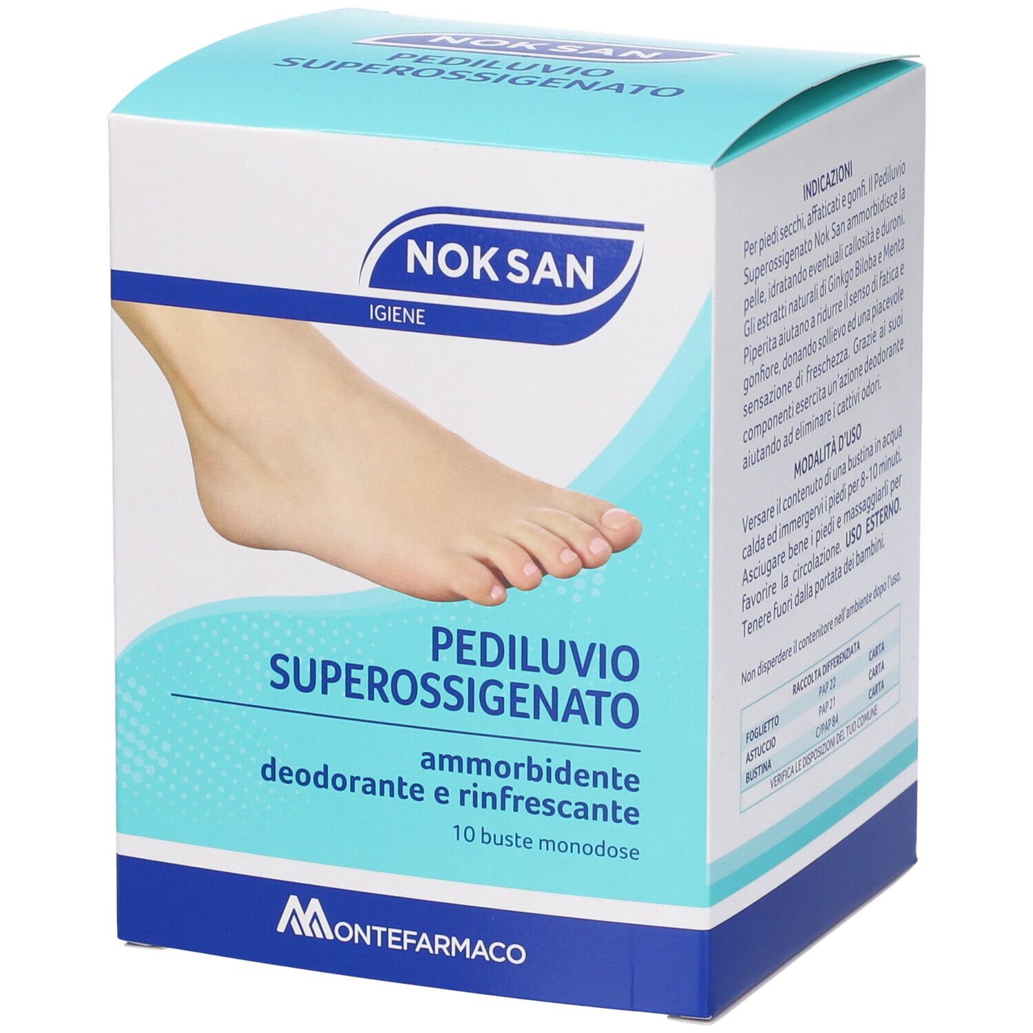 Nok San Pediluvio Superossigenato Box mit Fußabbildung, 10 Beutel.