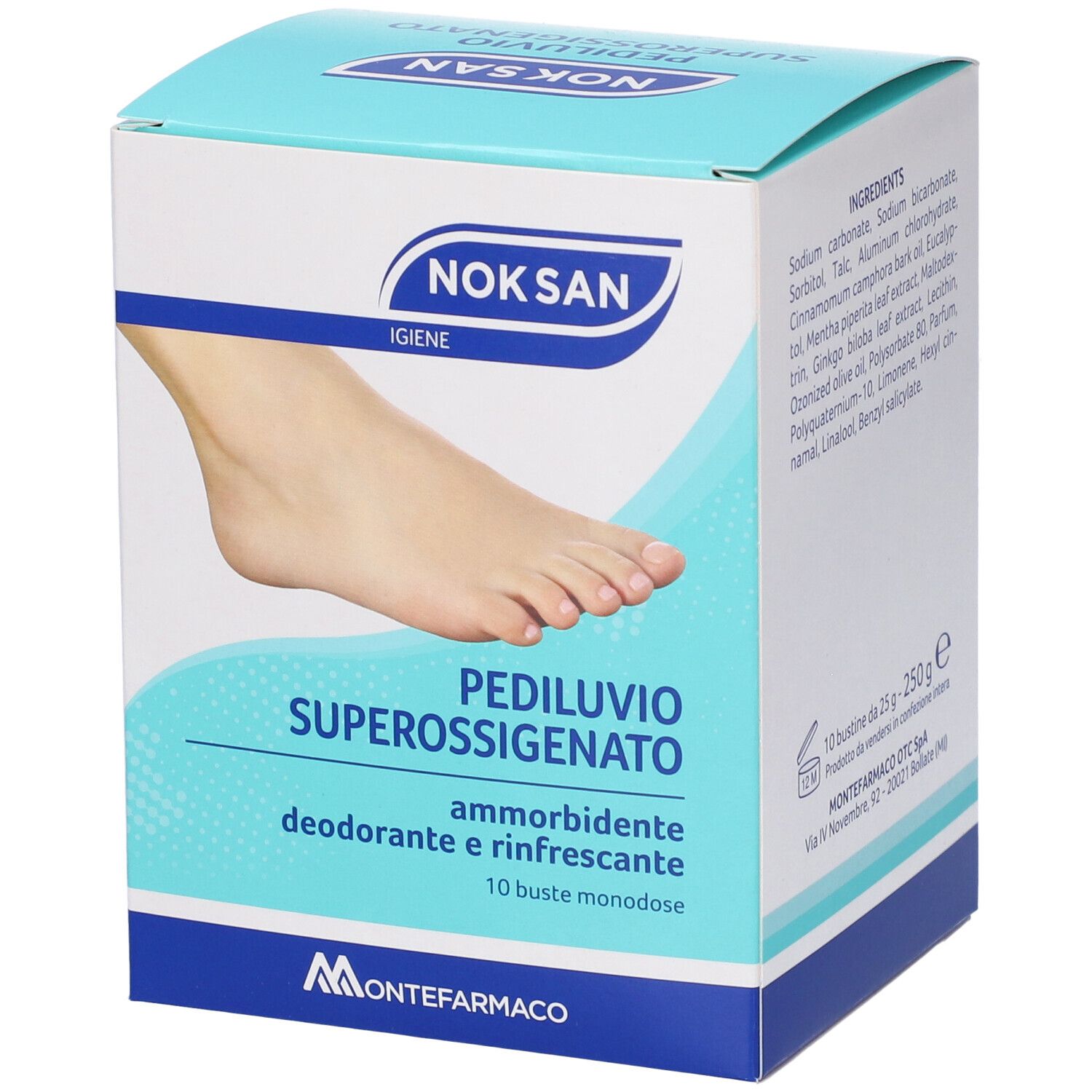 Nok San Pediluvio Superossigenato Box mit Fußabbildung, 10 Beutel.
