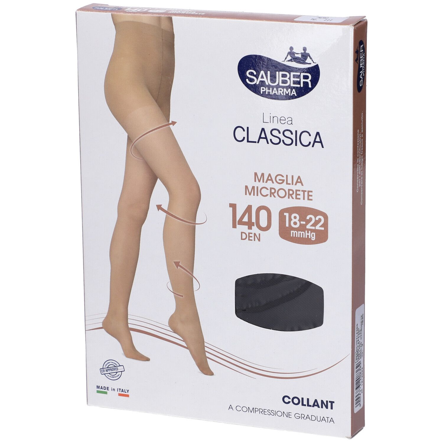 Confezione collant Sauber Classica 140 Den Nero Tg. 3. Compressione graduata. Logo Sauber Pharma. Made in Italy.