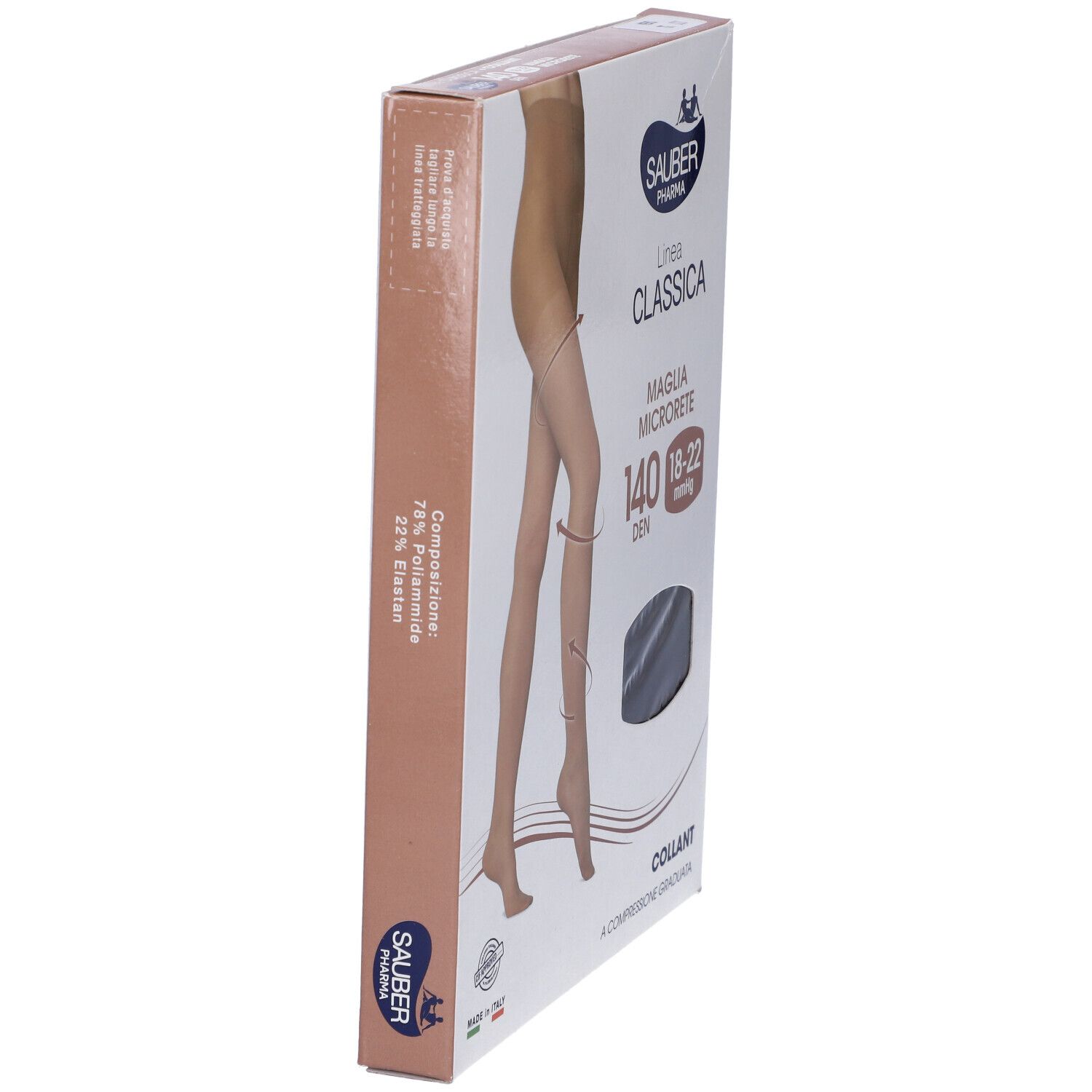 Confezione collant Sauber Classica 140 Den Nero Tg. 3. Compressione graduata. Logo Sauber Pharma. Made in Italy.