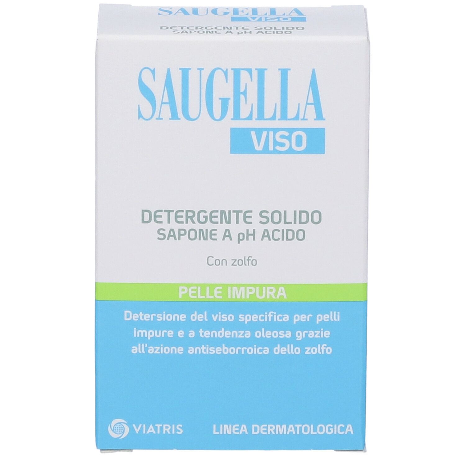 Saugella Viso feste Seife, pH-sauer, mit Schwefel für unreine Haut.