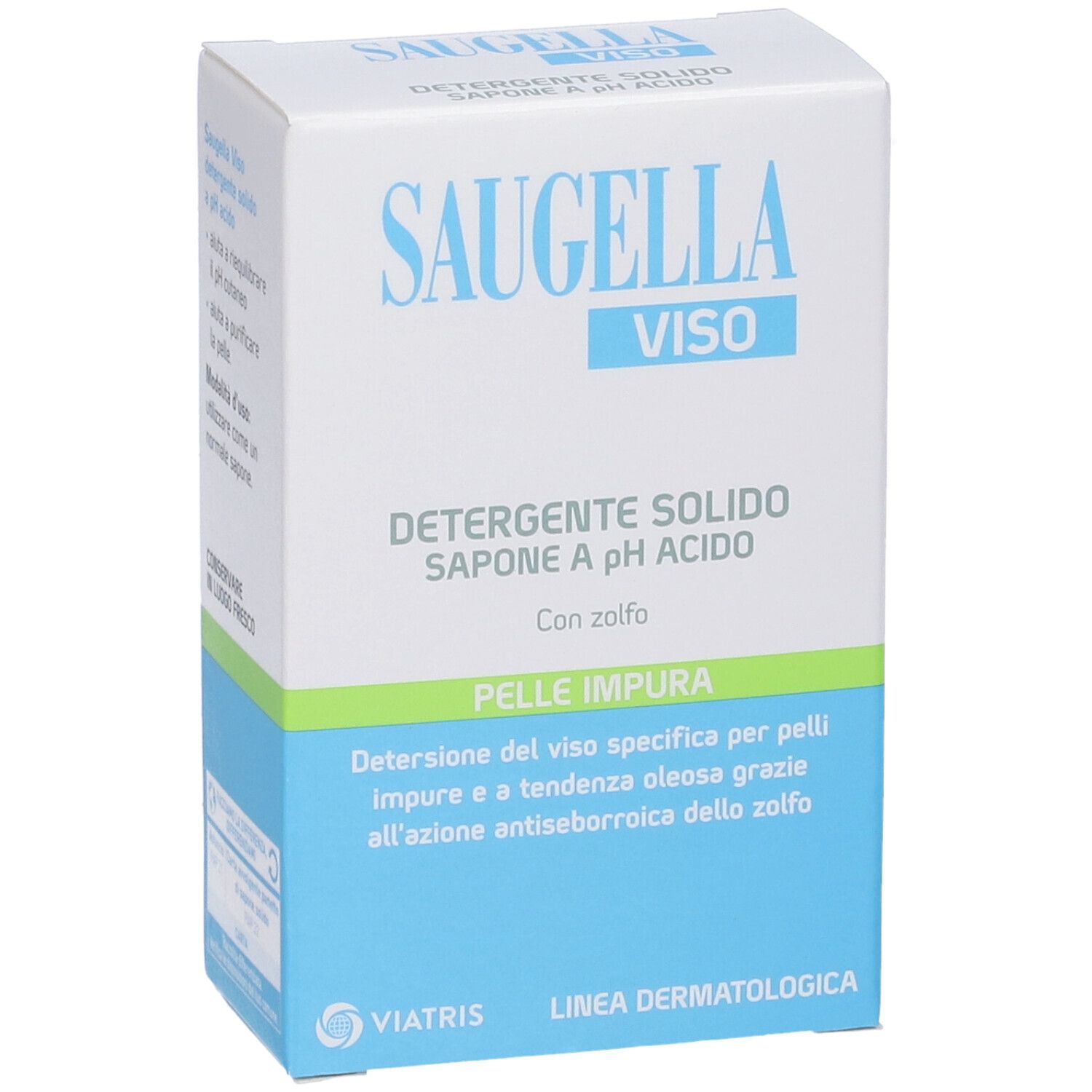 Sauージェlla Viso feste Reinigung, saure pH-Seife mit Schwefel für unreine Haut.