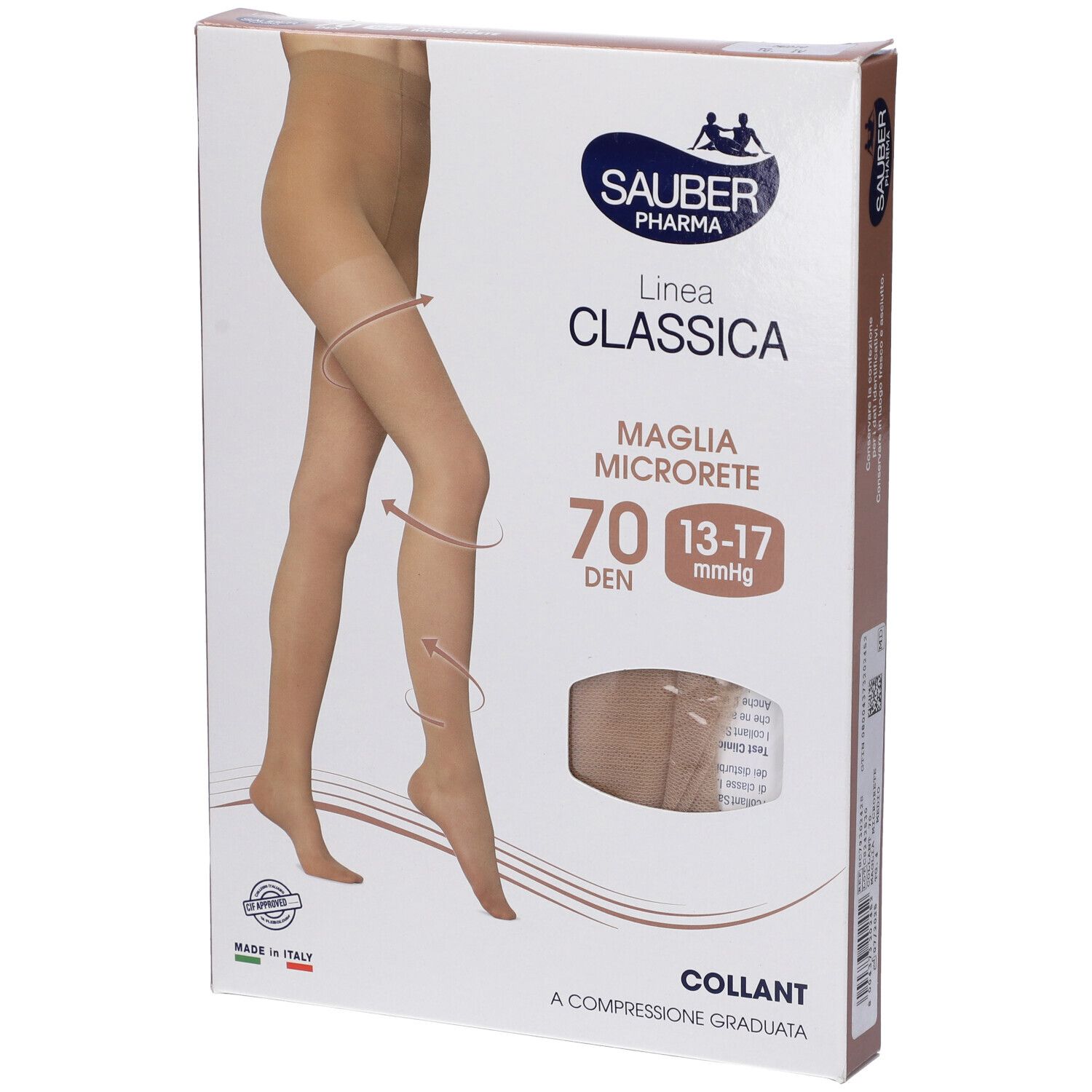 Sauber Nero/Beige/Blu Collant 70 Denari Maglia Microrete Medio 4 Linea Classica - Immagine 9