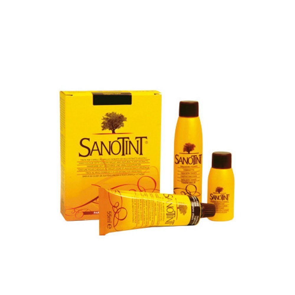 Confezione gialla con logo Sanotint, flaconi e tubetto. Scritta: 09 Biondo Naturale. Contiene 55ml.