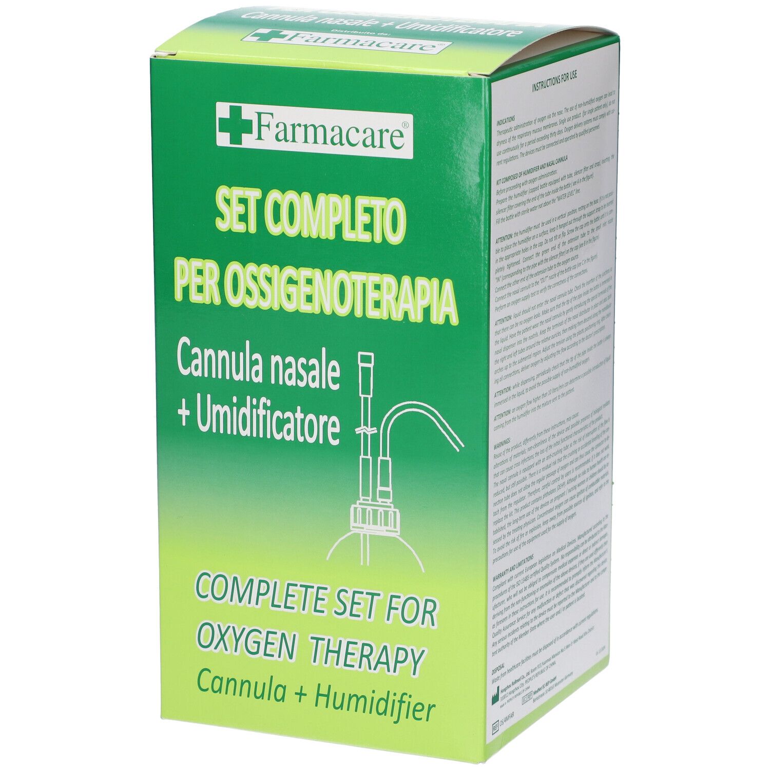 Farmacare Set Completo per Ossigenoterapia Cannula Nasale + Gorgogliatore