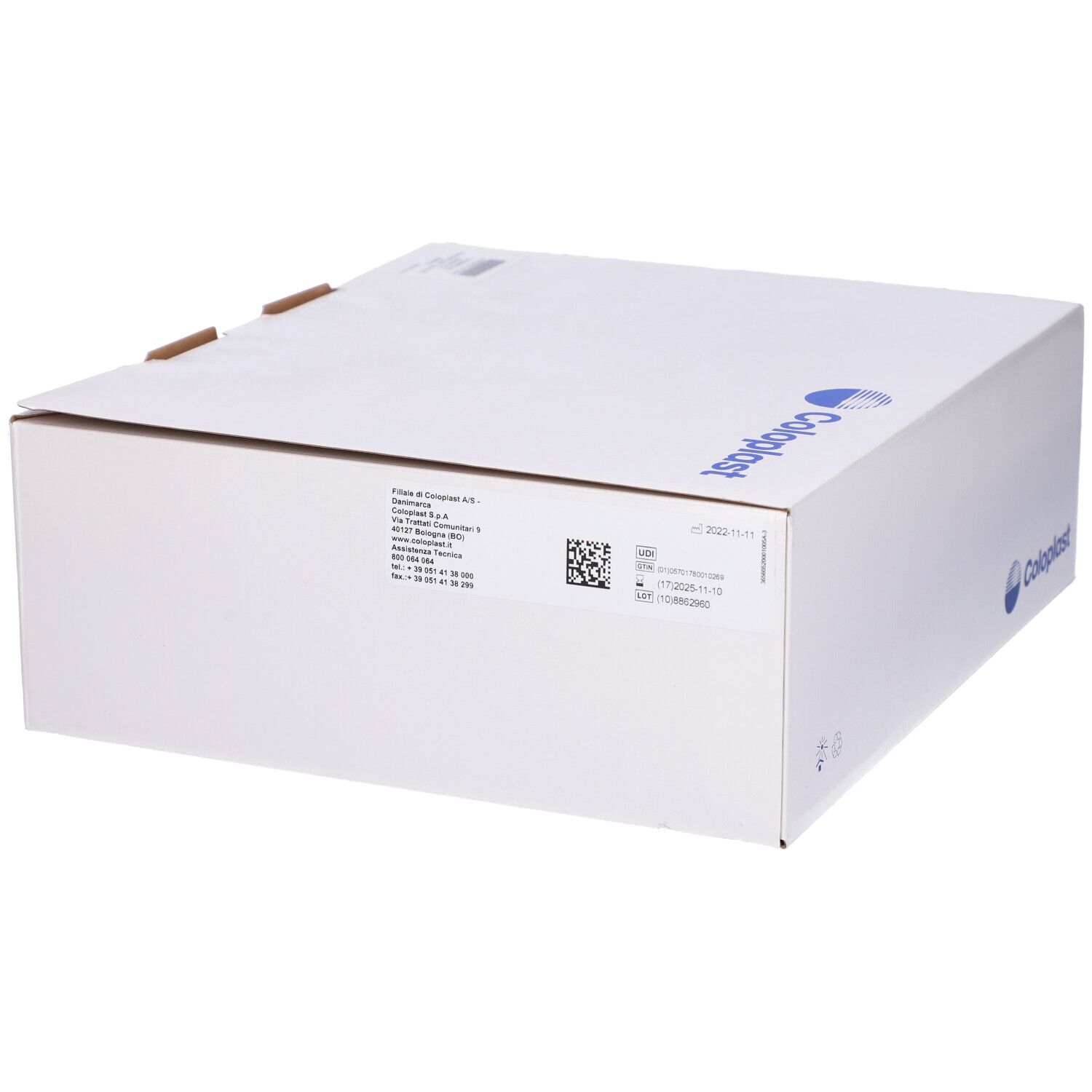 Confezione in cartone bianco con logo Coloplast ed etichetta prodotto. Scritta: Conveen.