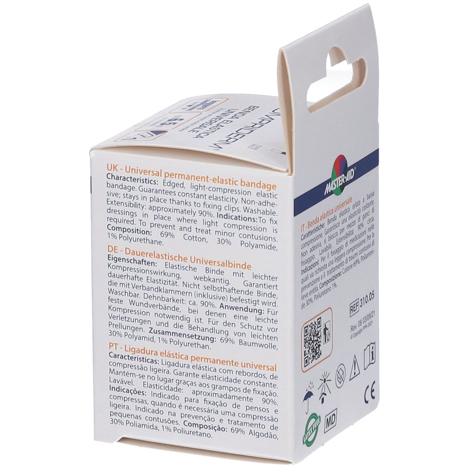 Verpackung für COMPRIDERM Universal-Bandage, 6,5cm x 5m.