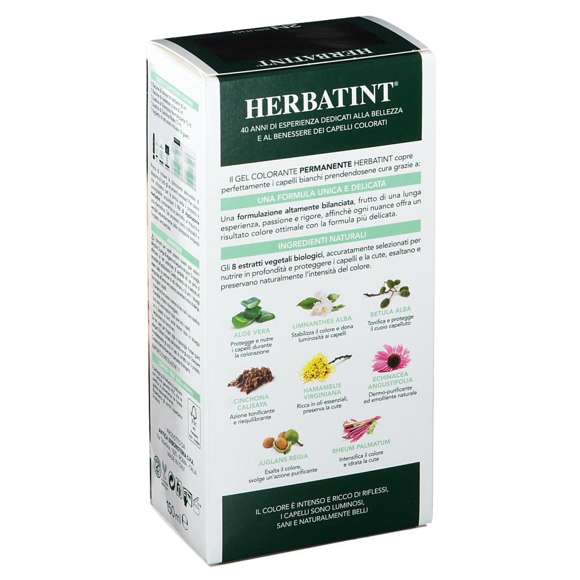 Confezione HERBATINT®. Gel colorante permanente. 8 estratti vegetali. Ingredienti: Aloe Vera, etc. Per capelli sani.