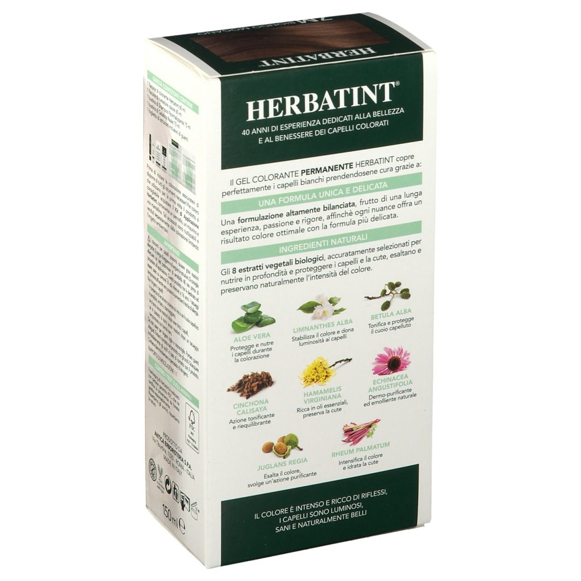Dos de la boîte HERBATINT® 7M Blond acajou. Ingrédients et informations produit.