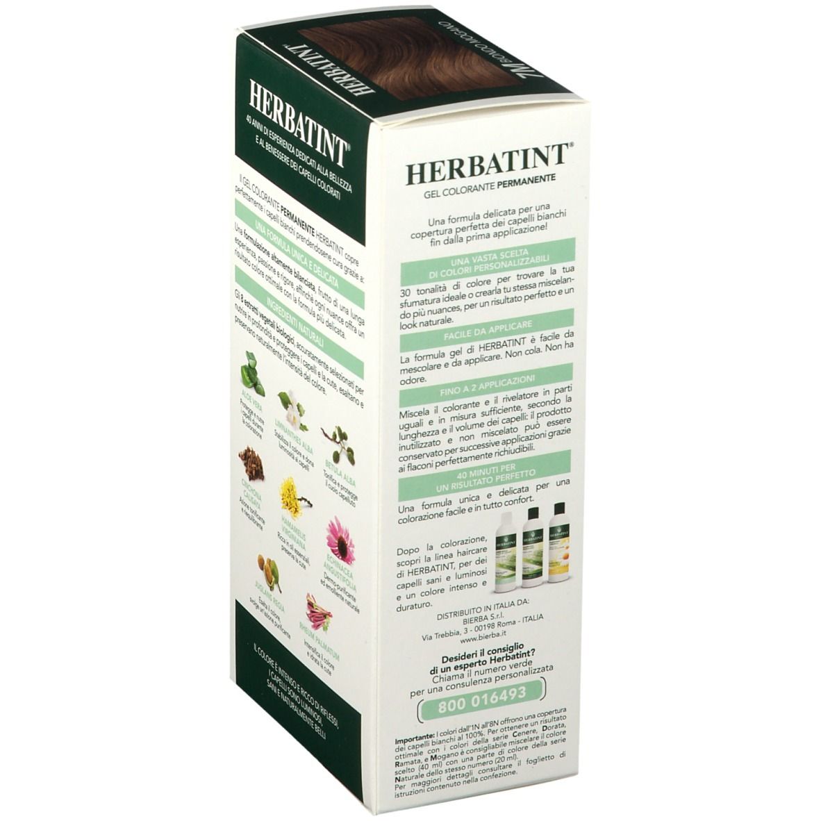 Dos de la boîte HERBATINT® 7M Blond acajou. Informations produit et ingrédients.