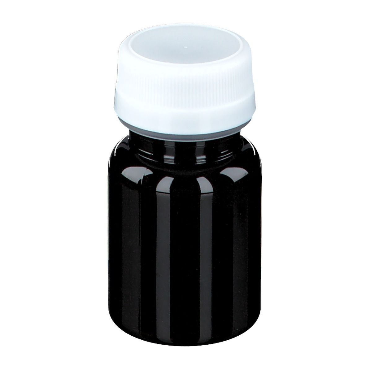Flacone marrone con tappo bianco. Scritta "Carbone Vegetale".