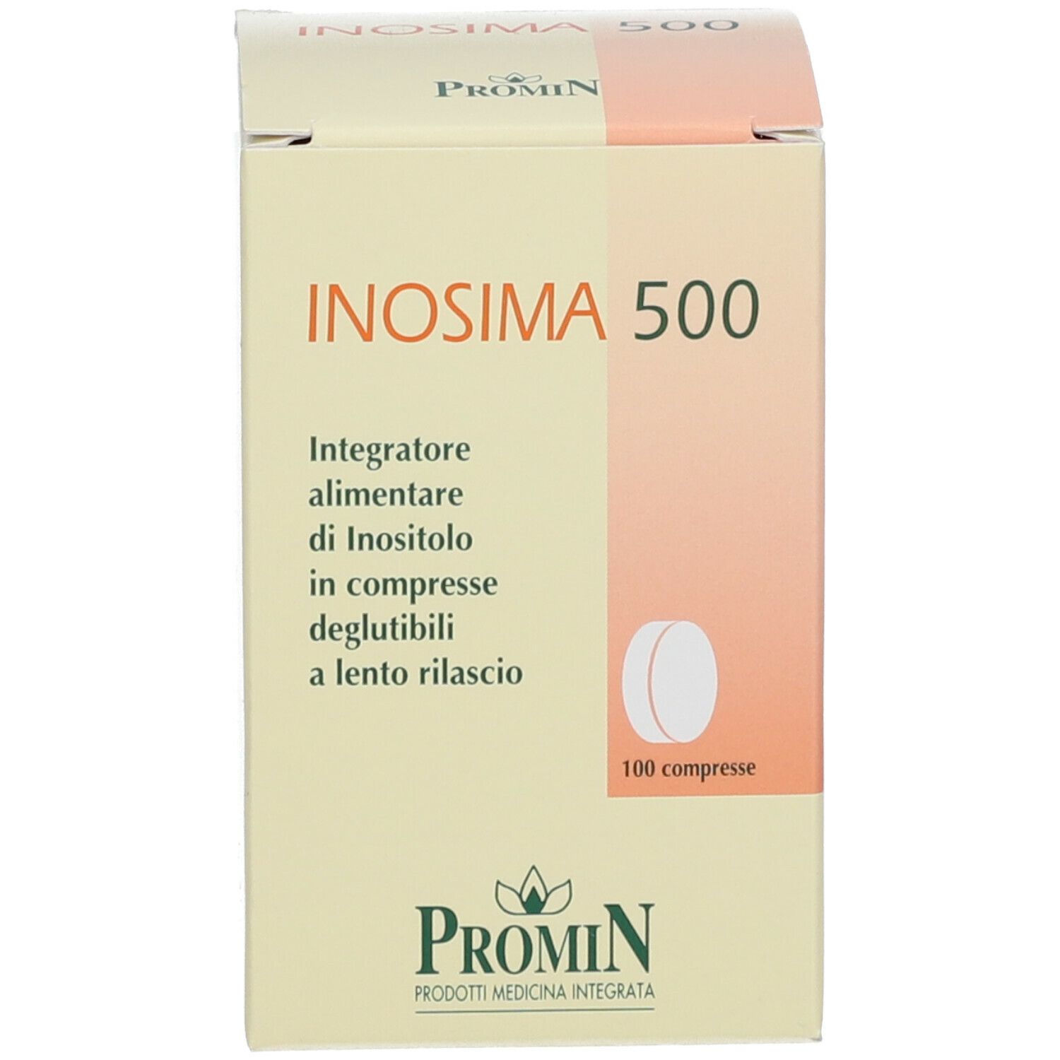 Scatola INOSIMA 500. Integratore alimentare in compresse. Marchio: PROMIN.
