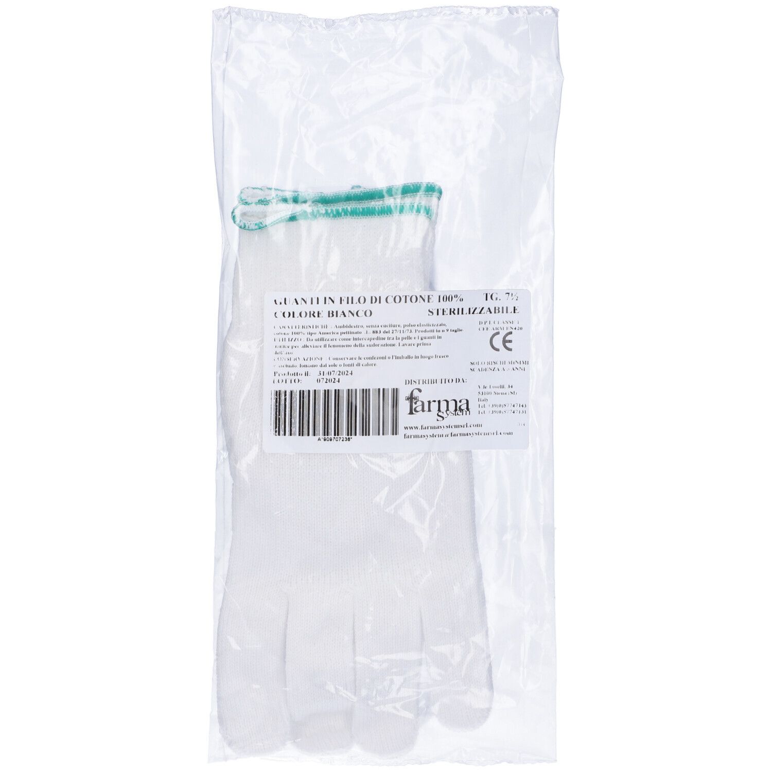 Guanto In Cotone Bianco 7,5