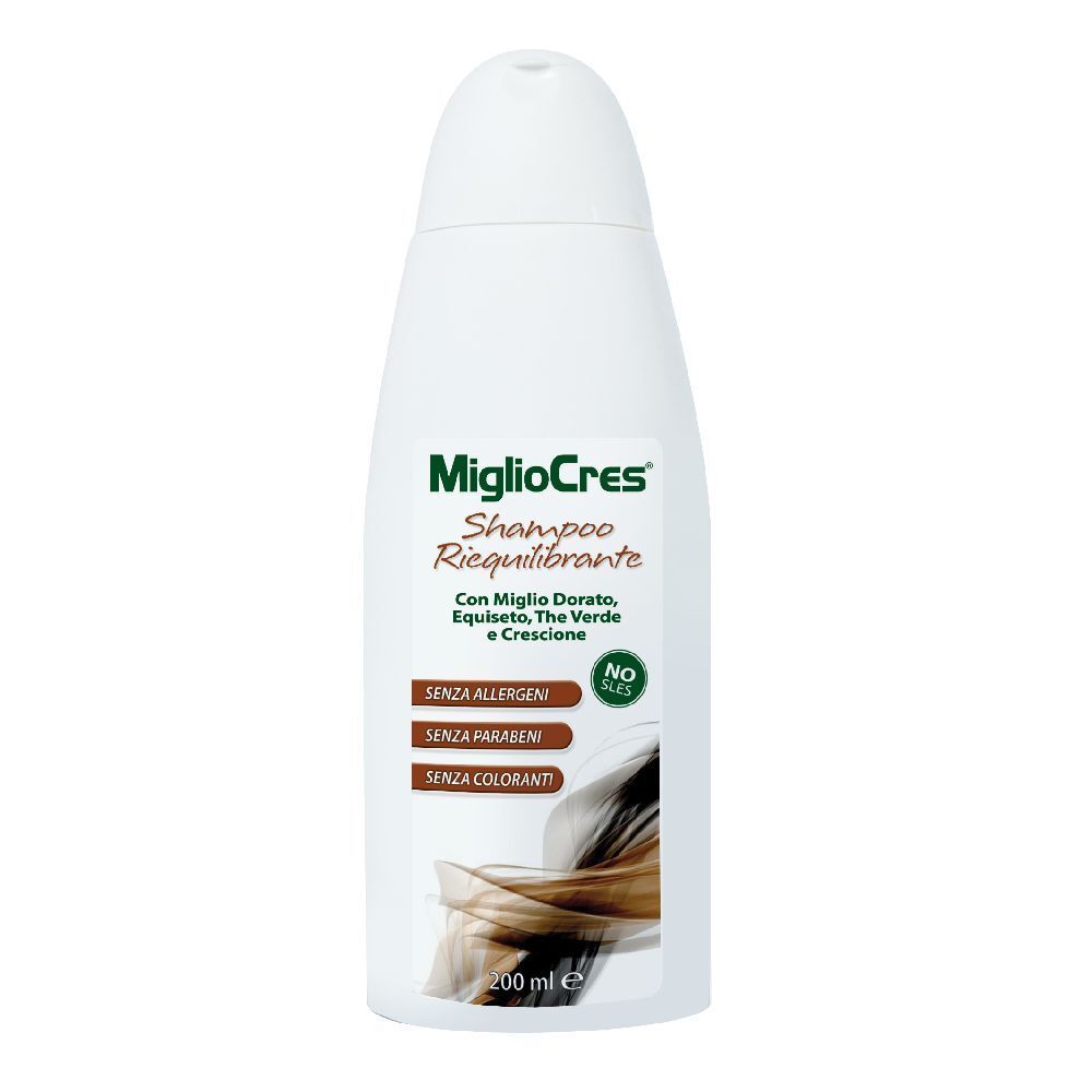 Weiße Shampoo-Flasche mit grünem Logo und Produktnamen. Text: Ohne Allergene, Parabene, Farbstoffe. 200 ml.