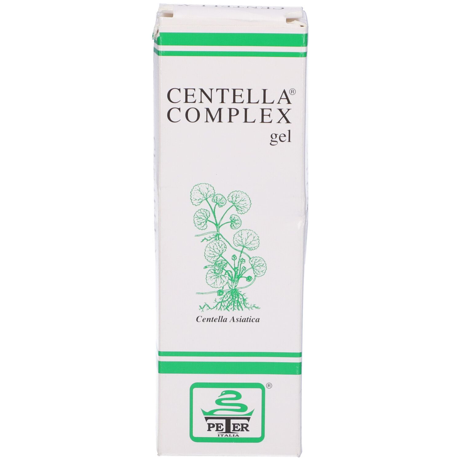 Scatola bianca con design verde. Il nome del prodotto e il logo sono chiaramente visibili.