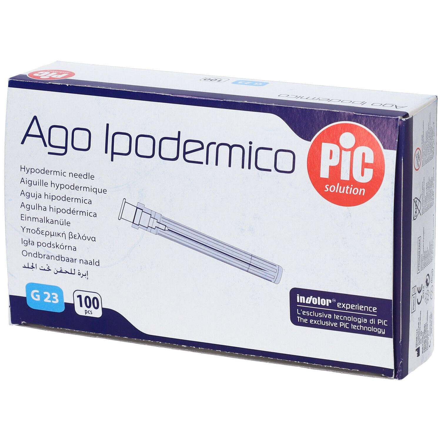 Pic Ago Sterile Ipodermico Singolo Cono Gauge 21 Luer Lock - 100 Pezzi