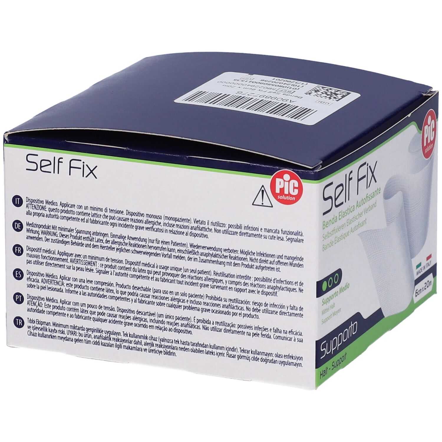 Verpackung für eine selbstfixierende elastische Binde, 6cm x 20m.