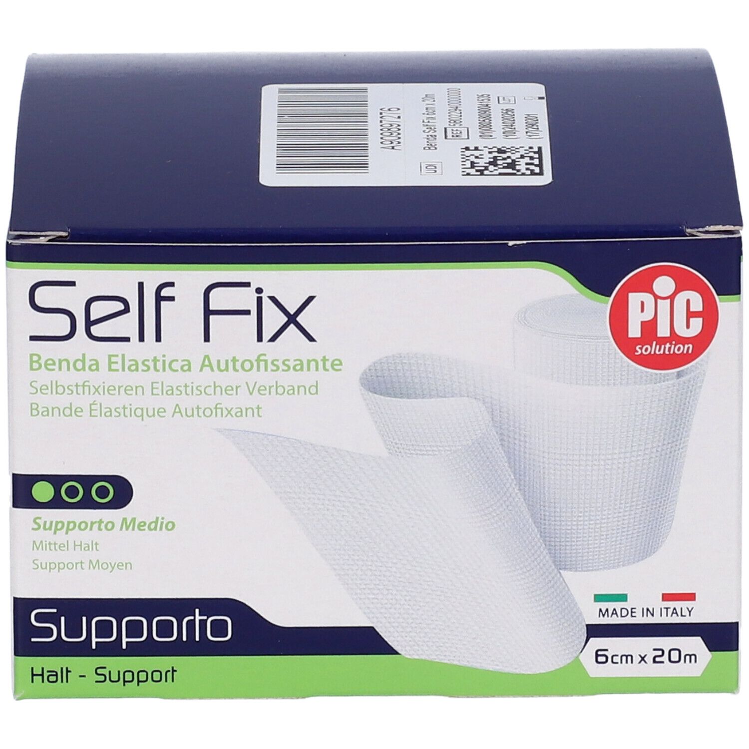 Verpackung für eine selbstfixierende elastische Binde, 6cm x 20m.