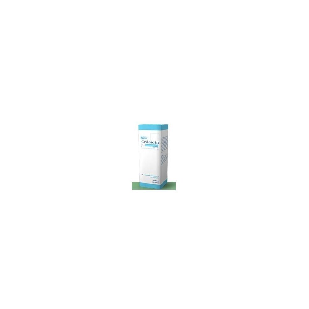 Prodotto bianco in confezione rettangolare. Scritta: Neo Criloidin Detergente pH 5,5.