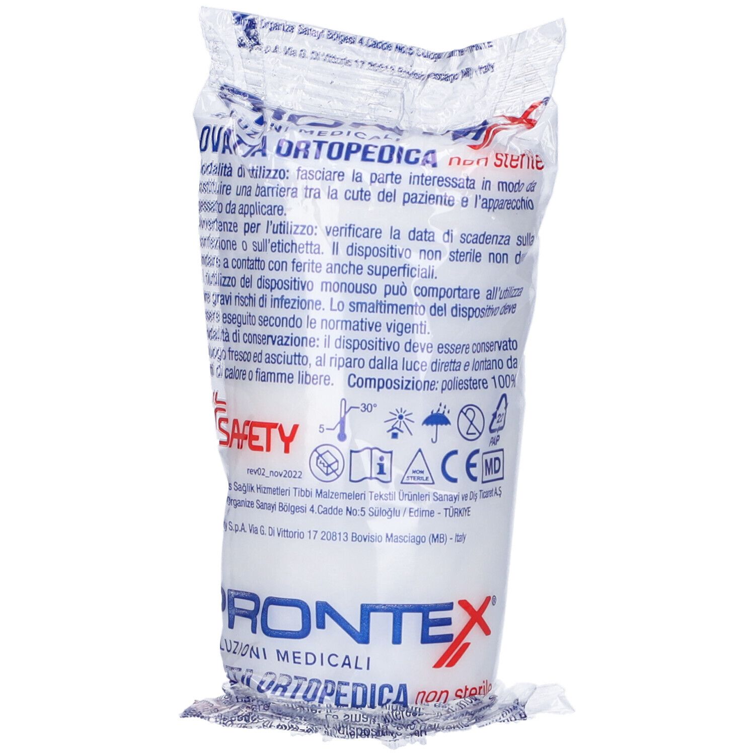 Verpackte medizinische Binde, 4m x 10cm, aus 100% Polyester.