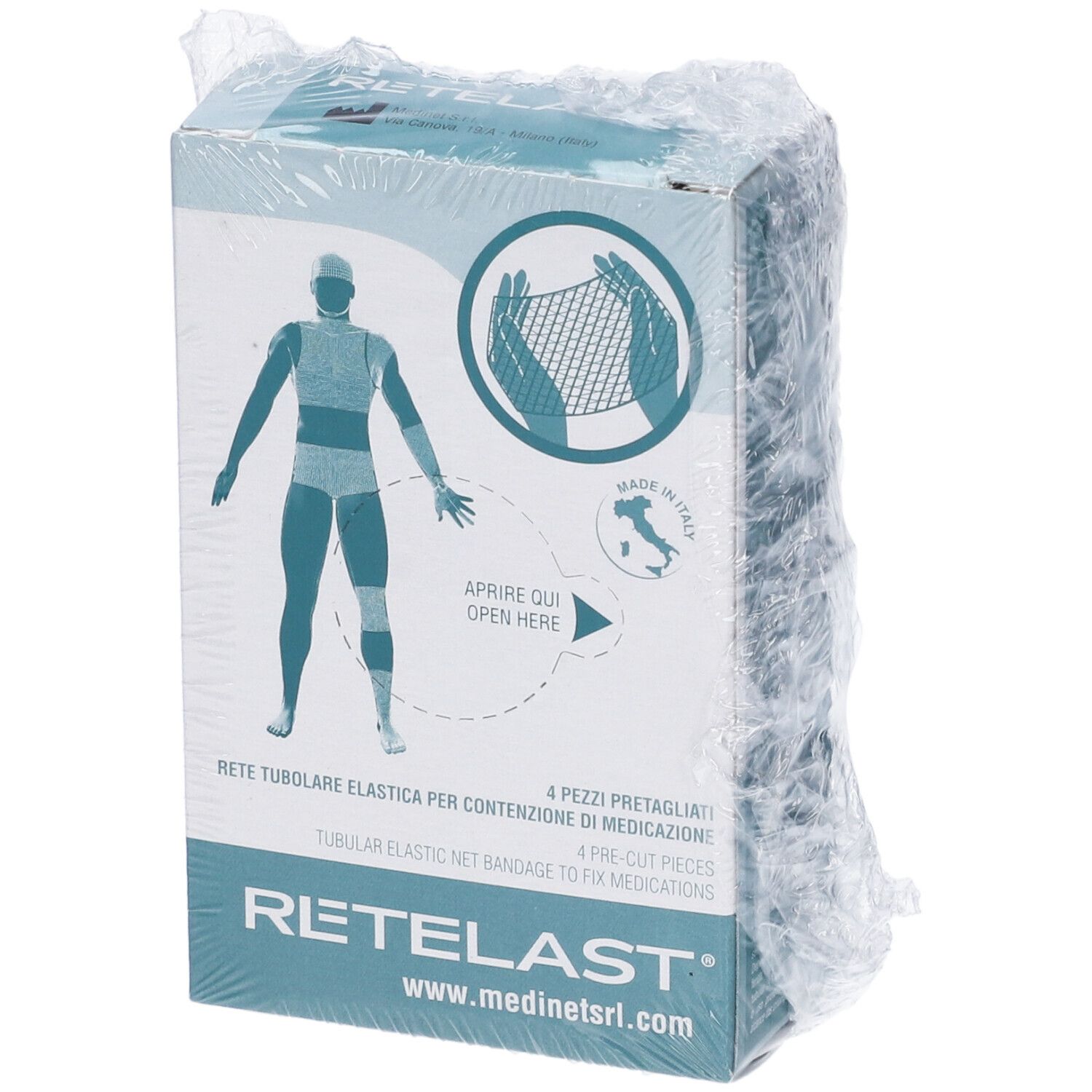 Rete Tubolare Retelast Elastica Pretagliata Bianca Per Gamba O Ginocchio 4 Pezzi