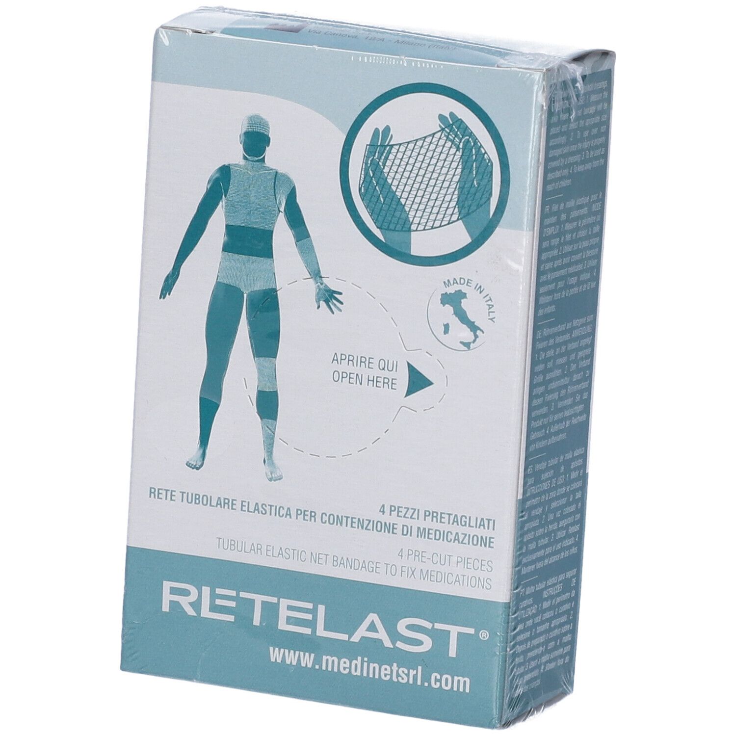 Rete Tubolare Retelast Elastica Pretagliata Bianca Per Testa O Coscia 4 Pezzi