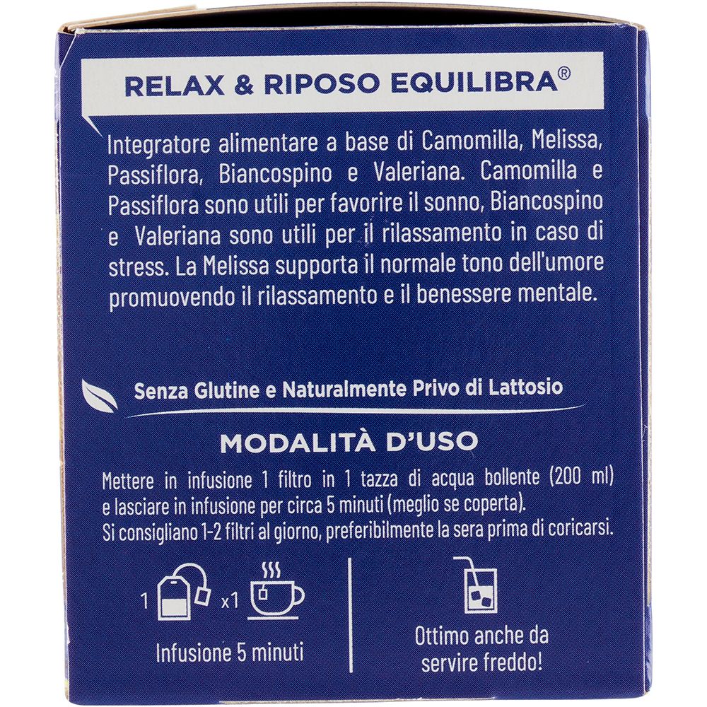 Retro della confezione con istruzioni per l'uso. Raccomanda 1-2 filtri al giorno.