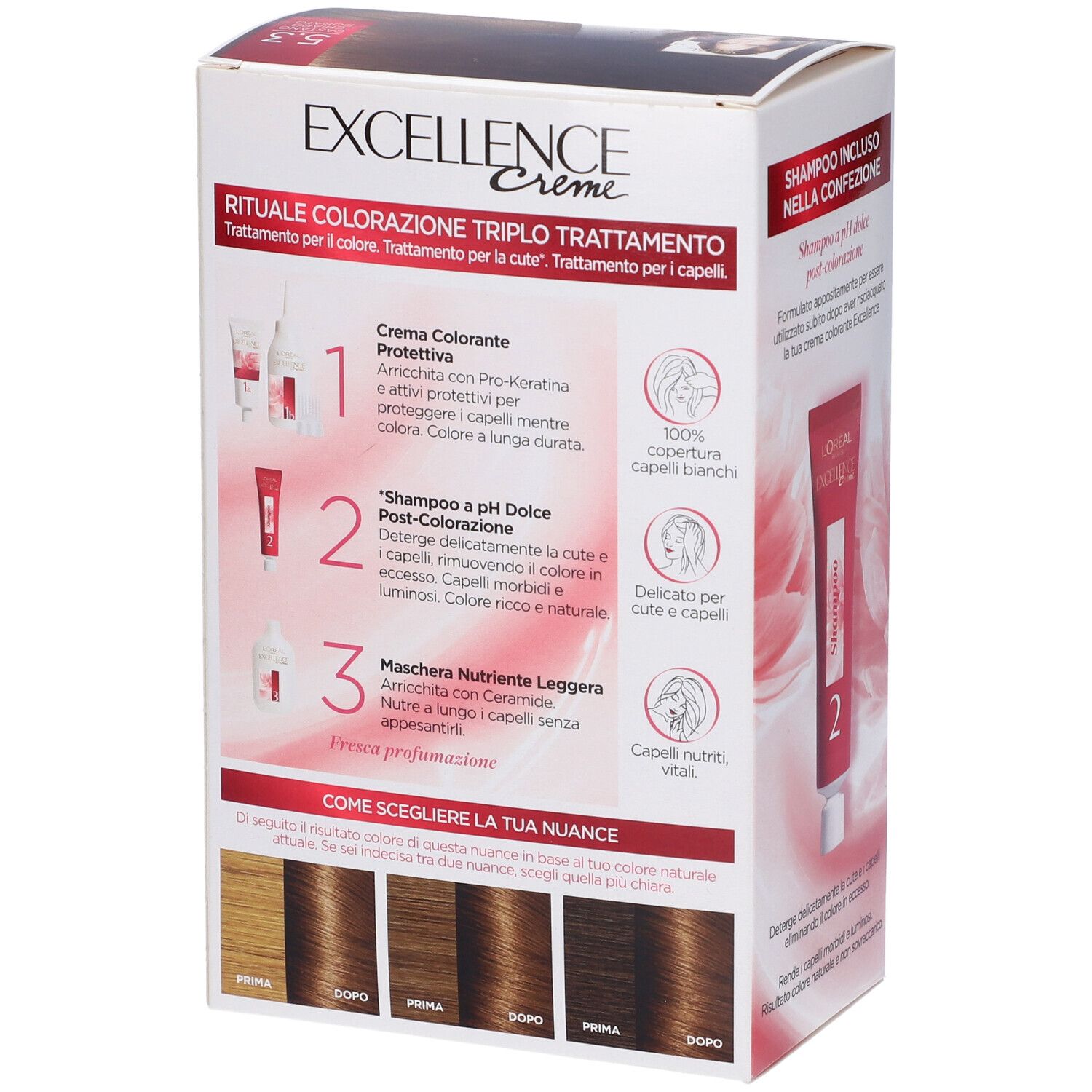 L'Oréal Excellence Crème 5.3. Retro confezione con immagini e testo del prodotto.