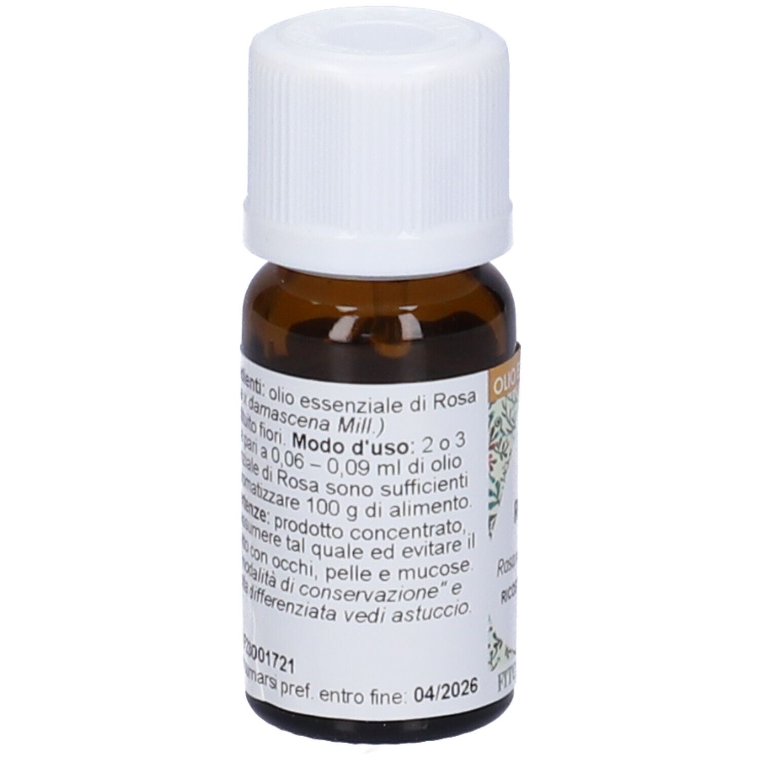 Flacone in vetro marrone con tappo bianco. Scritte: Ingredienti, Modo d'uso, FitoMedical. Scadenza 04/2026.