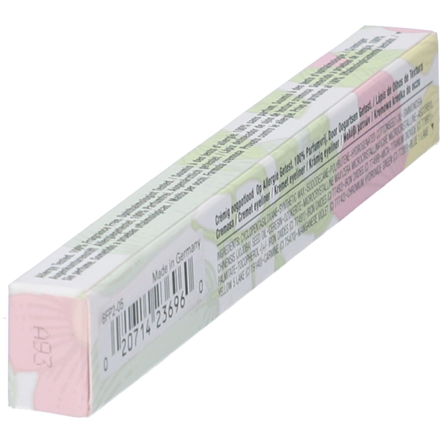 Confezione di Clinique Cream Shaper™ For Eyes. Scritta: cream shaper for eyes, crayon crème pour les yeux. Ingredienti e peso.