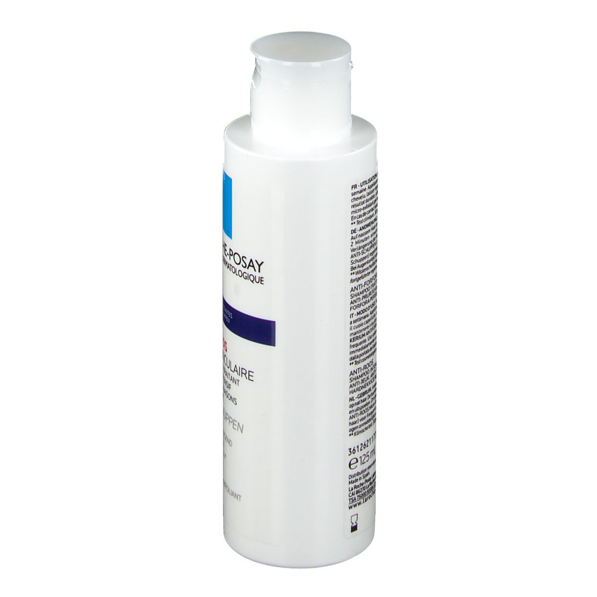 Weiße Flasche La Roche-Posay Kerium DS Anti-Schuppen Shampoo. 125 ml.