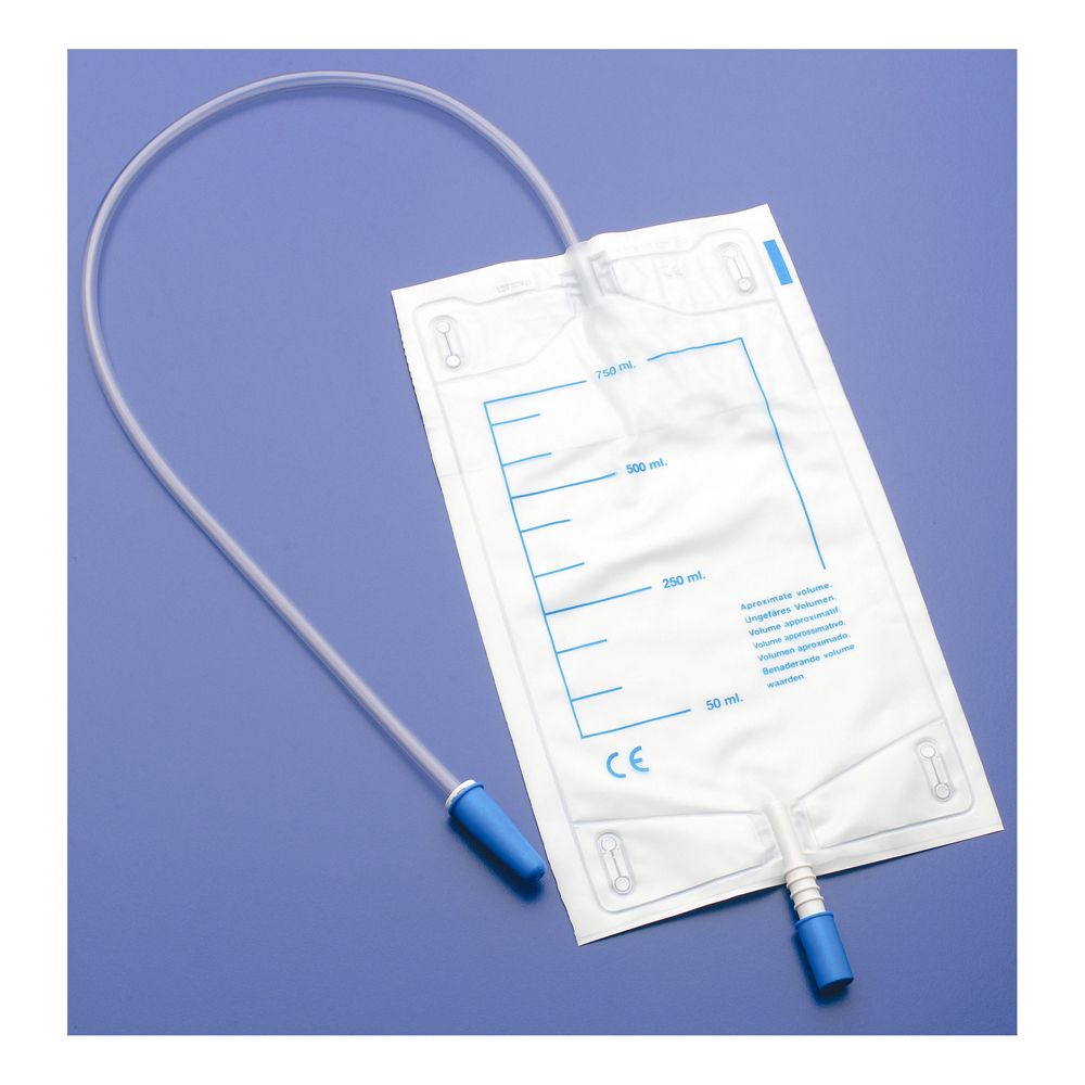 Sacca Di Drenaggio Da Gamba Per Incontinenza 750 Ml Tubo 10 Cm Con Laccetti E Bottoni 30 Pezzi