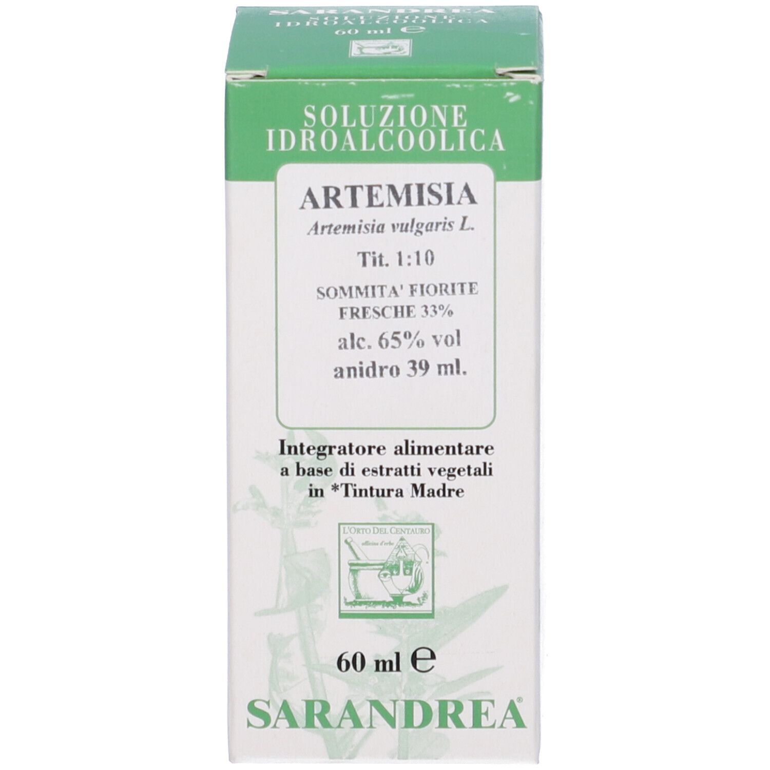 Scatola verde con scritta: Artemisia, 60 ml, Sarandrea.