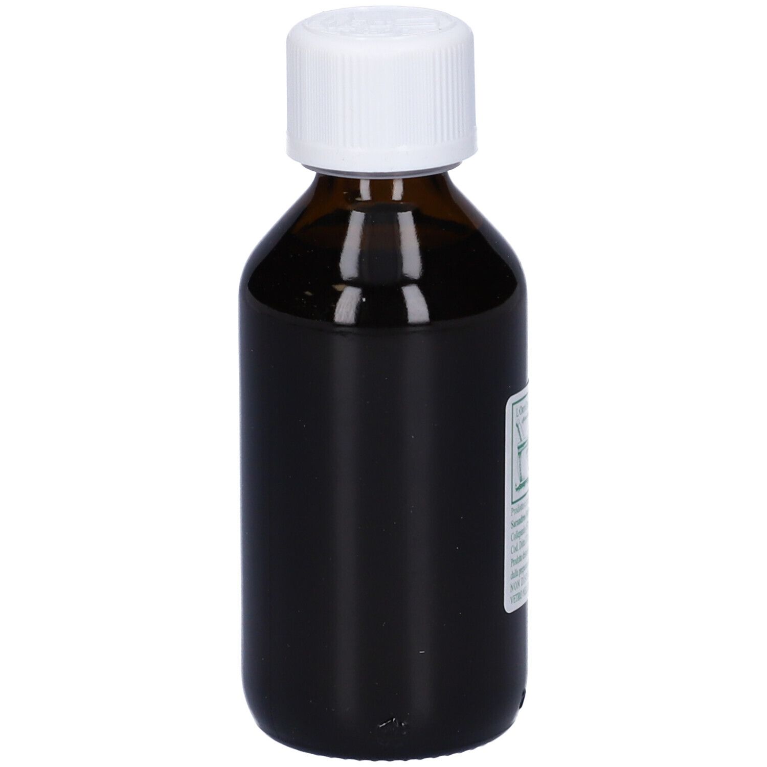 Flacone di vetro marrone, tappo bianco. Etichetta: Integratore Alimentare, Epilobio, soluzione idroalcolica.