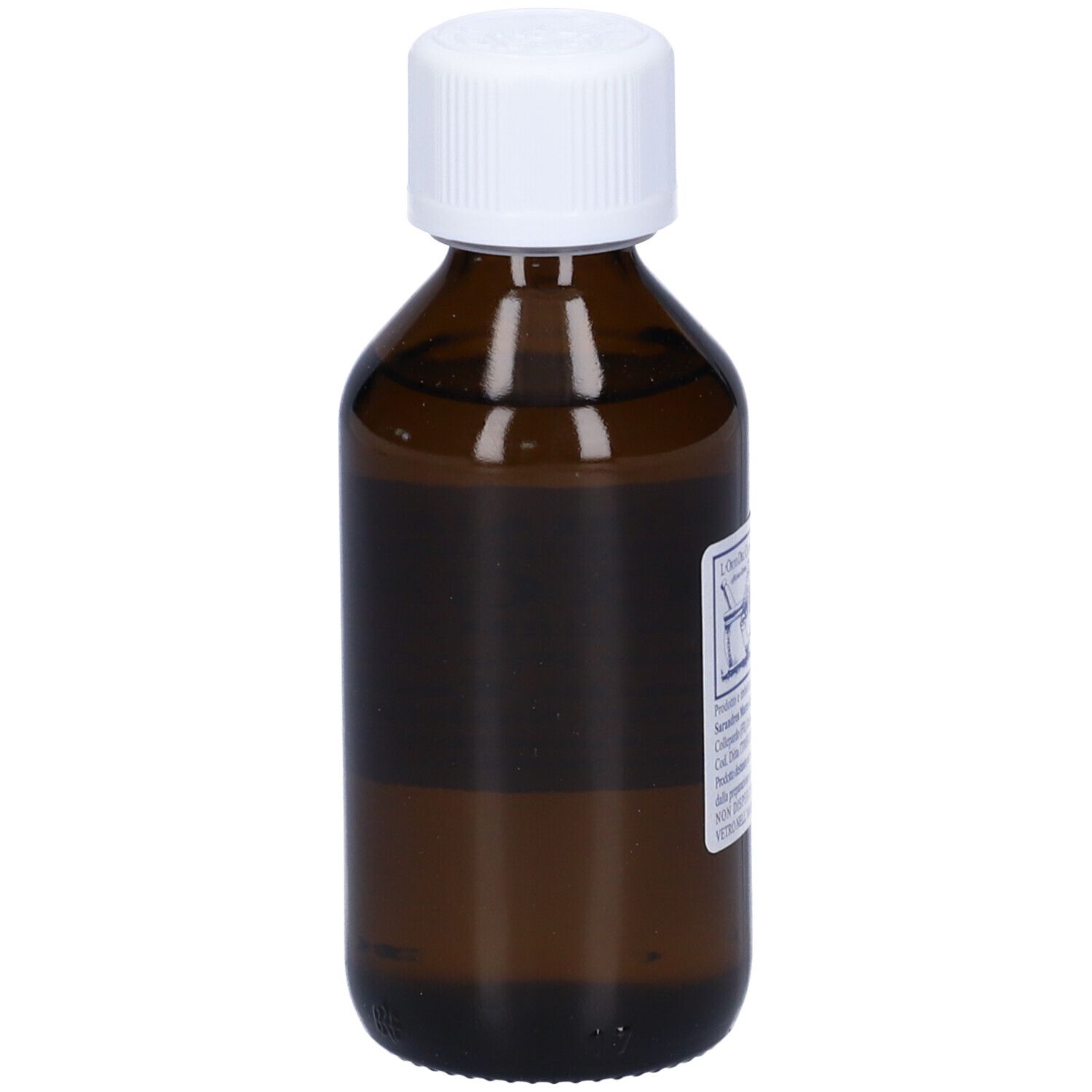 Flacone in vetro marrone con tappo bianco. Etichetta con testo: Integratore Alimentare, Tamarix Gallica, Tamerice.