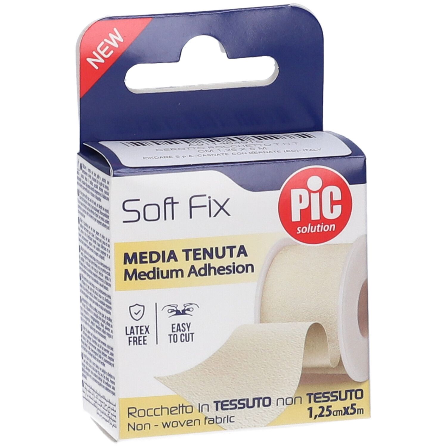 Soft Fix Pflasterrolle, Vliesstoff, 1,25cm x 5m