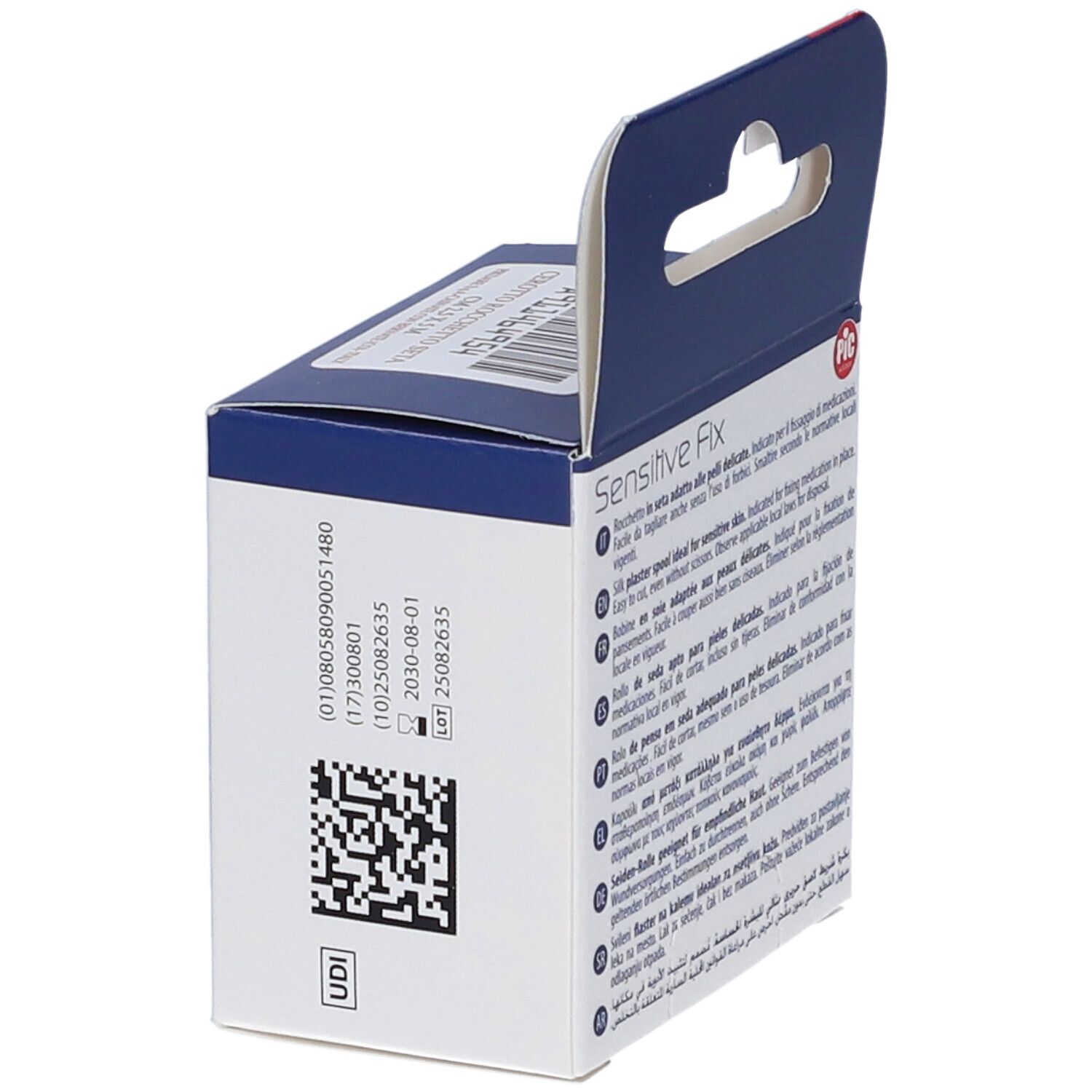 Verpackung für PIC Sensitive Fix Seidenpflaster, 2,5cm x 5m, für empfindliche Haut.