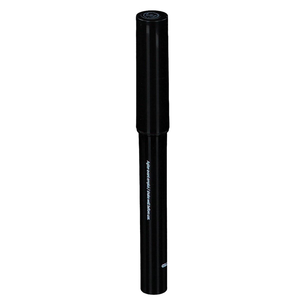 Geschlossener schwarzer Eyeliner-Stift. Text auf dem Stift.