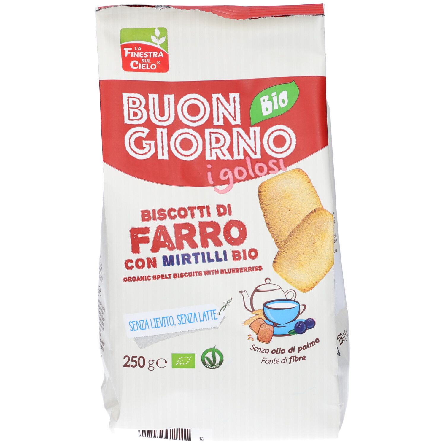 Confezione 'Buon Giorno i golosi'. Biscotti di farro e mirtilli bio. 250g.