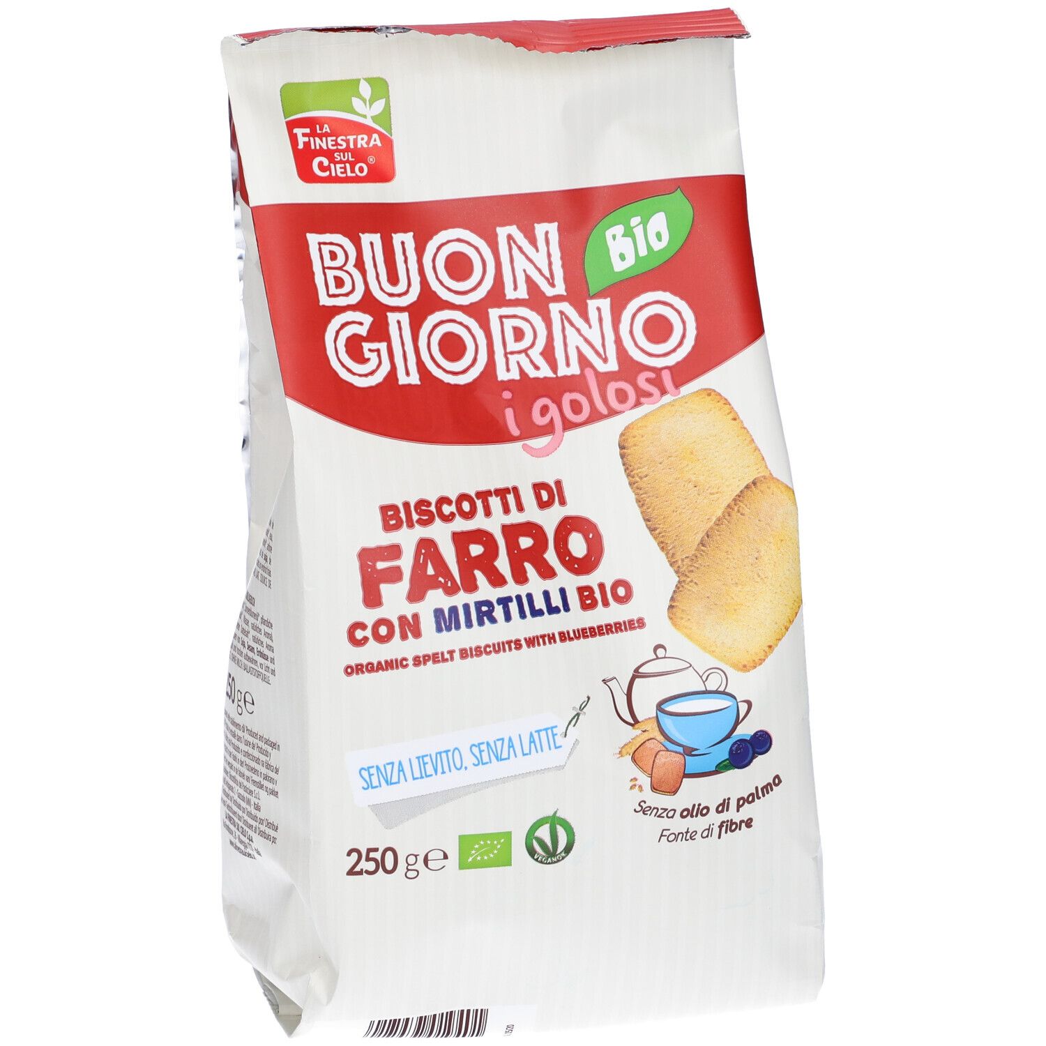 Confezione 'Buon Giorno i golosi'. Biscotti di farro e mirtilli bio. 250g.