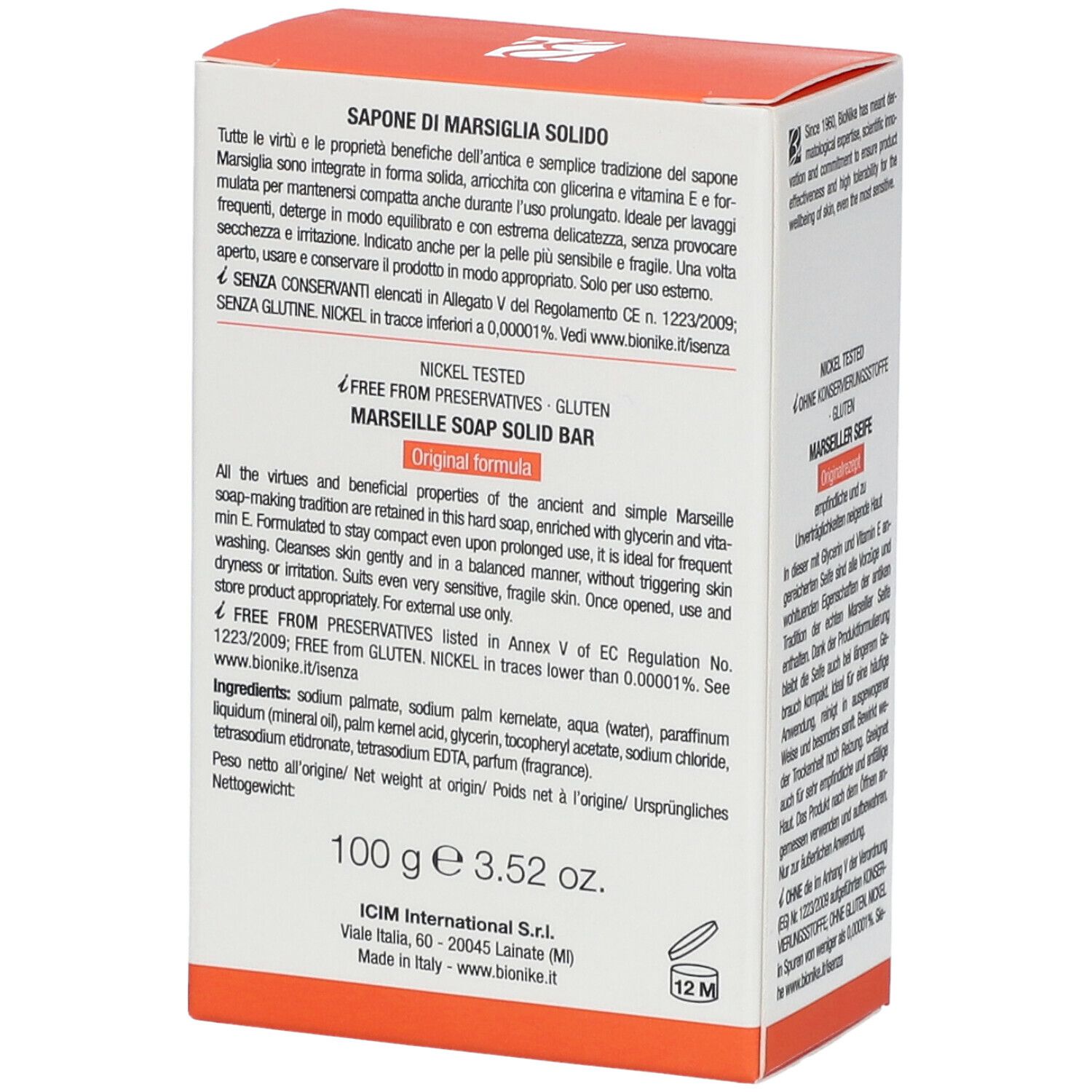 Verpackung mit Text und Logo. Enthält Informationen über Inhaltsstoffe und Gewicht.