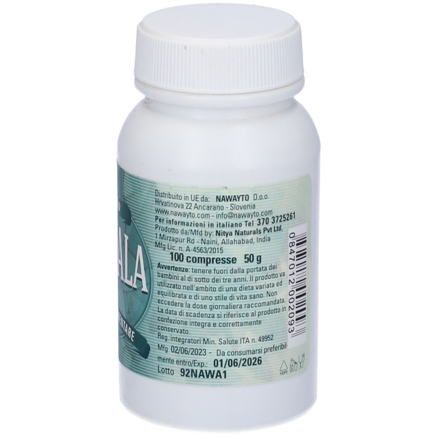 Integratore alimentare Nawayto Triphala, 100 capsule.