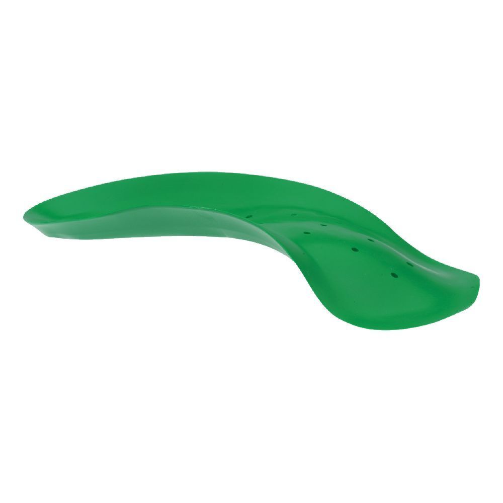 Soletta verde preformata. Superficie forata. Forma anatomica.