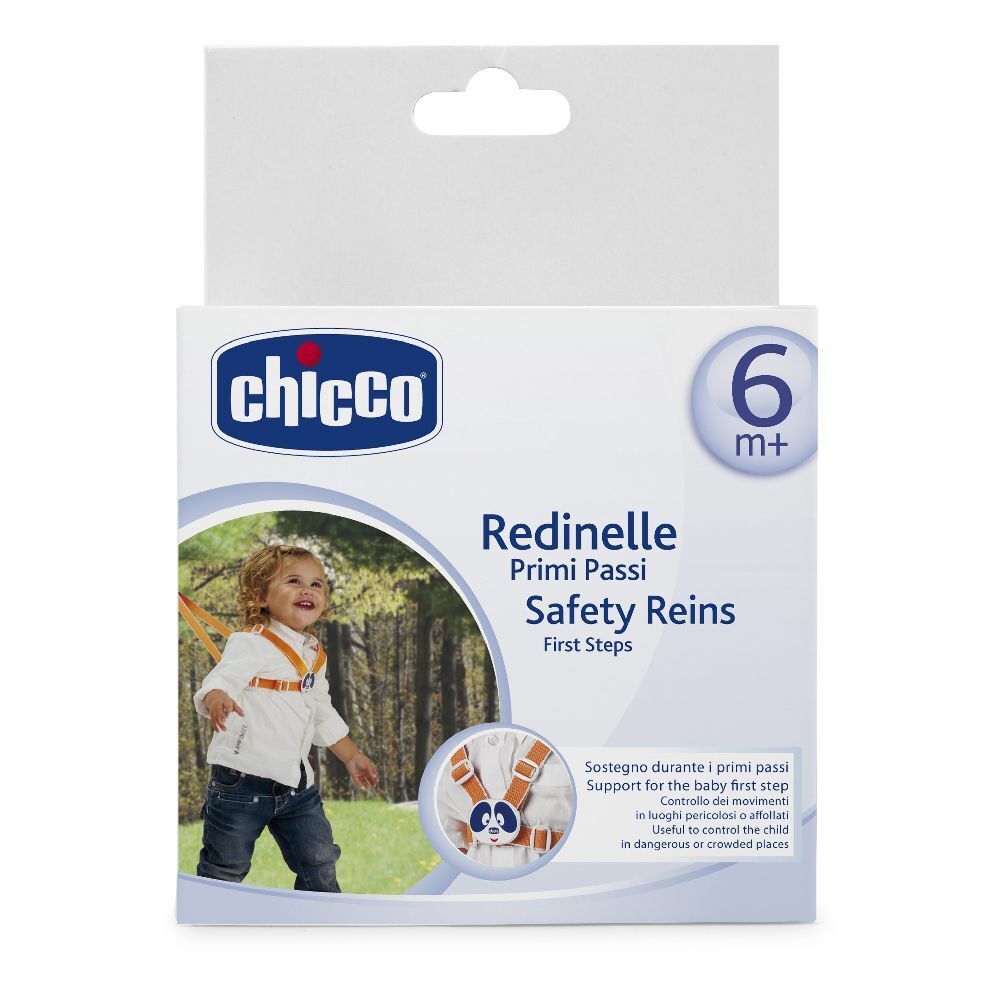Confezione Chicco Redinelle Primi Passi. Scatola bianca con immagine e logo. Età consigliata: 6m+.