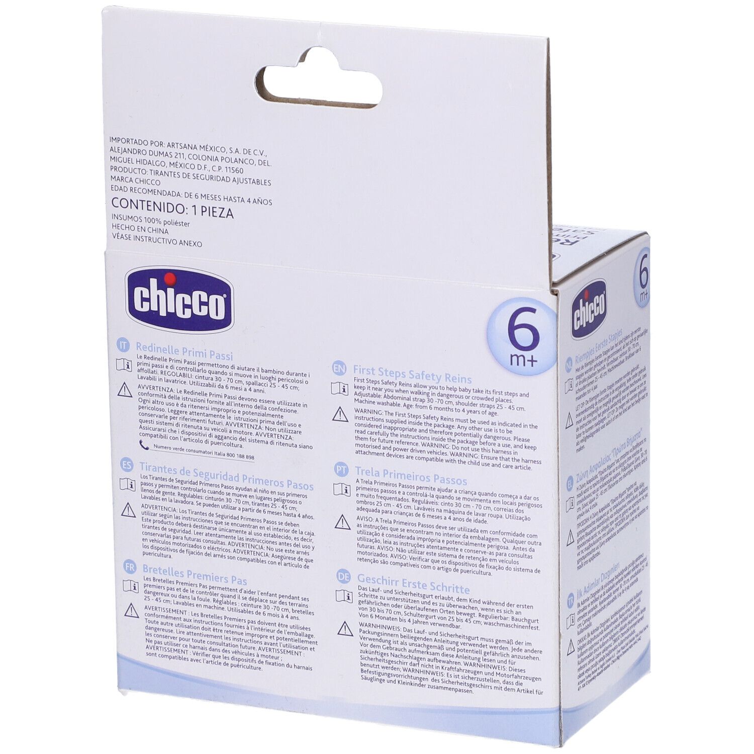 Confezione Chicco Redinelle Primi Passi. Scatola bianca con immagine e logo. Età consigliata: 6m+.